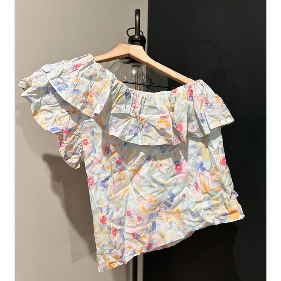 Something Navy Floral One-Shoulder Top - White and Pastel - Picture 4 of 7